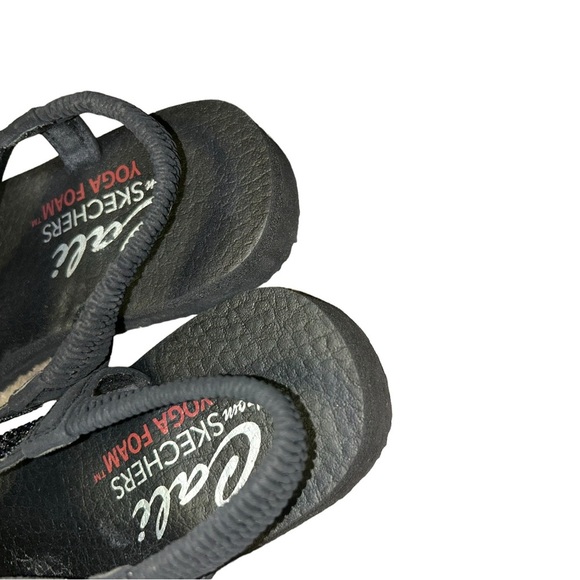 Skechers cali Meditation Rockstar black bling t strap sandals comfort size 7 - Picture 4 of 6